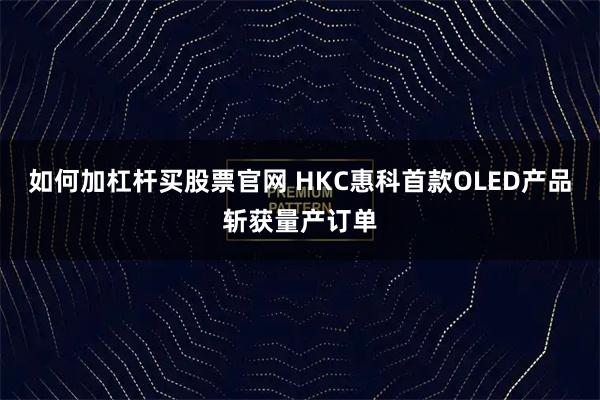 如何加杠杆买股票官网 HKC惠科首款OLED产品斩获量产订单