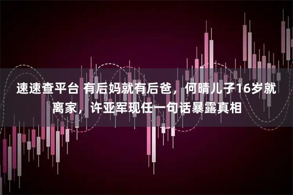 速速查平台 有后妈就有后爸，何晴儿子16岁就离家，许亚军现任一句话暴露真相